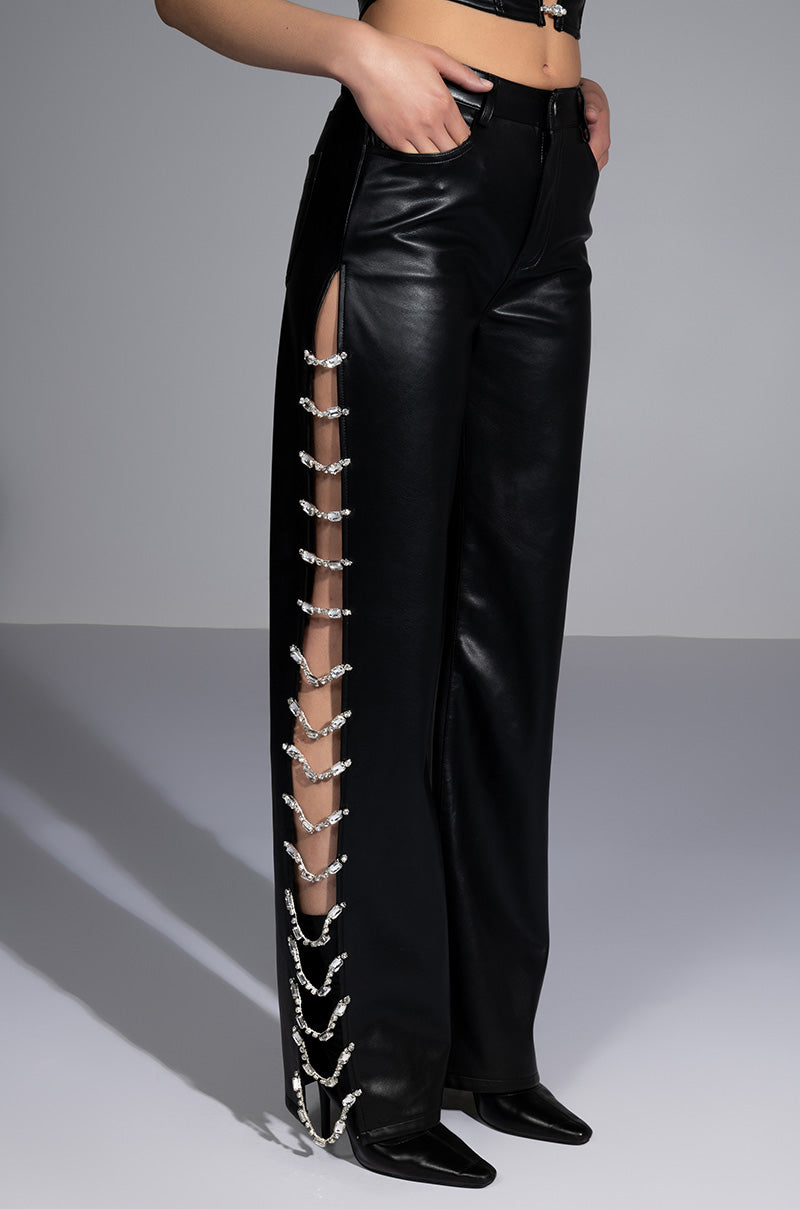 COVERED IN ICE FAUX LEATHER PANT