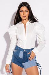 LEAH PATCHWORK DENIM SHORTS