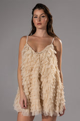 CRAZY FOR YOU BELTED TIERED TULLE MINI DRESS