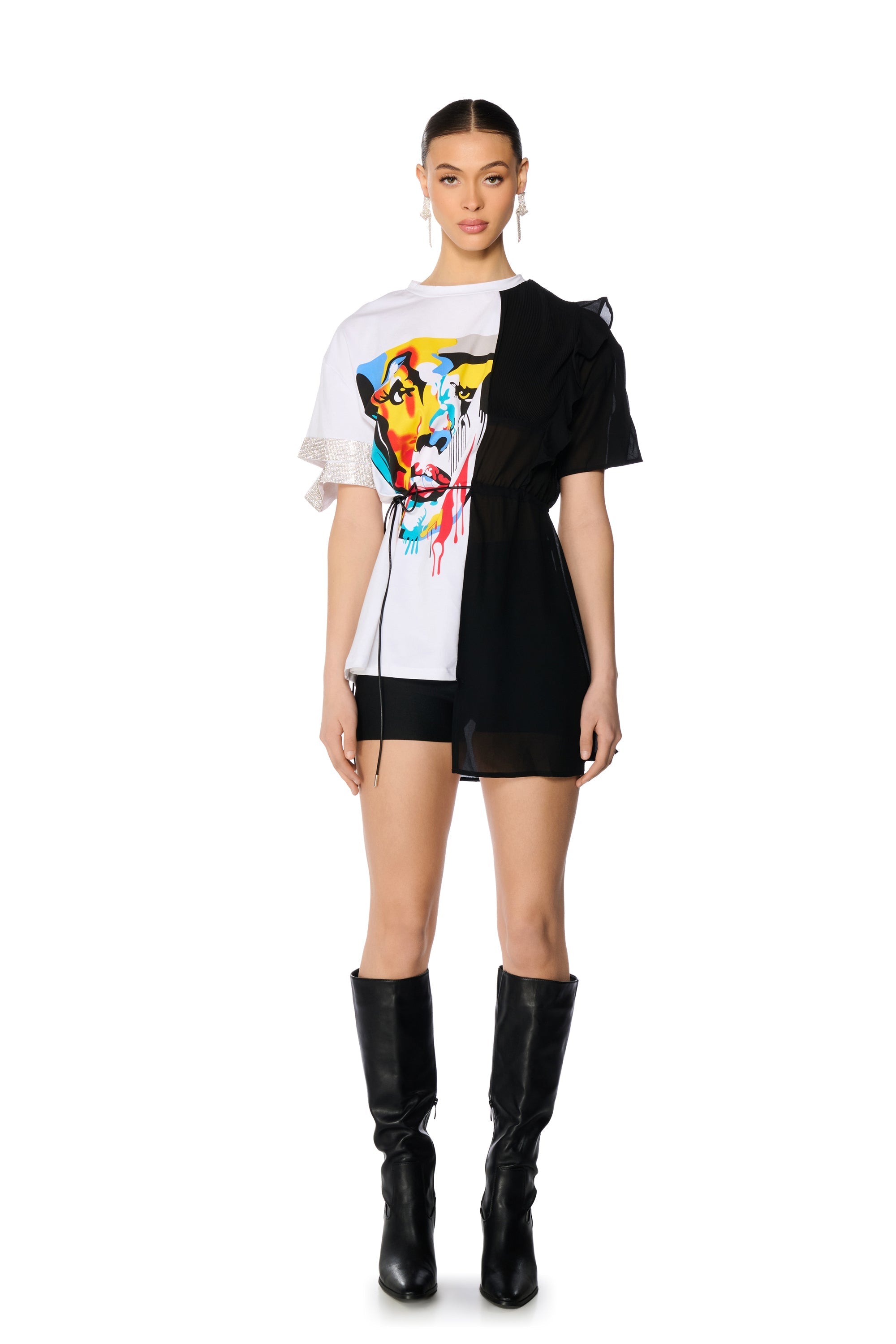 CRAZY SEXY COOL MIX FABRIC T SHIRT