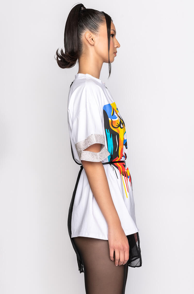 CRAZY SEXY COOL MIX FABRIC T SHIRT