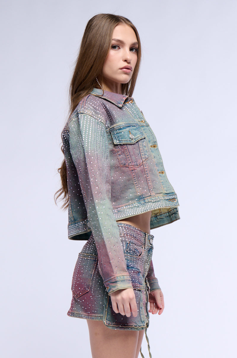 DOLL RHINESTONE DENIM JACKET