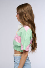 DONT LOOK BACK CROP COLLARED TEE