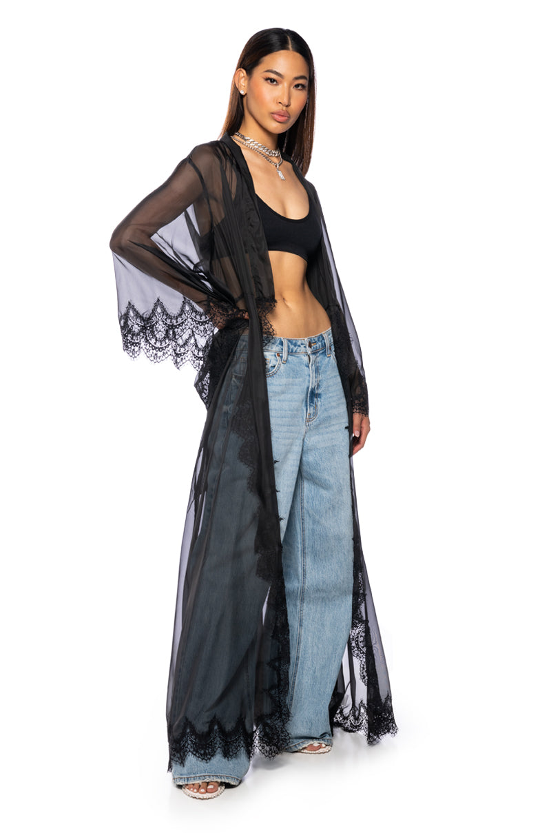 ELECTRA LACE TRIM CHIFFON DUSTER