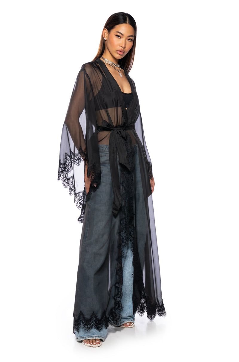 ELECTRA LACE TRIM CHIFFON DUSTER