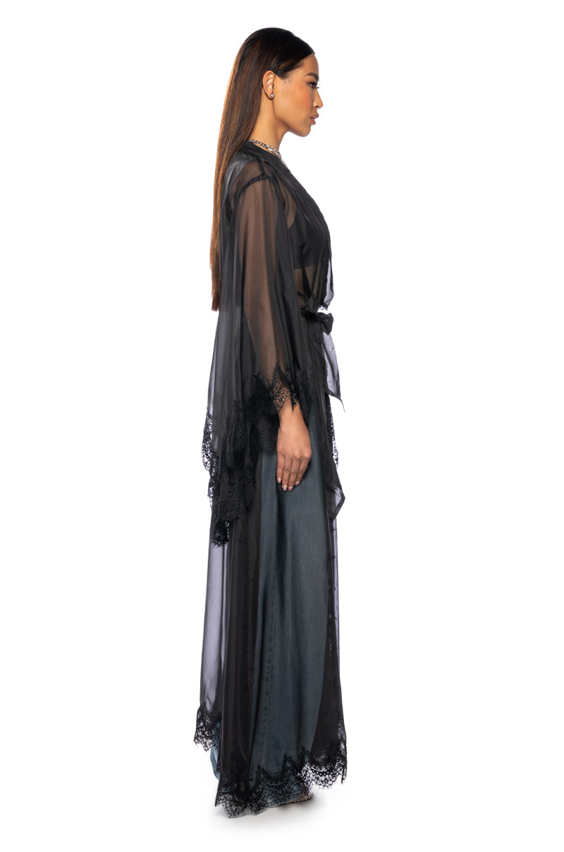ELECTRA LACE TRIM CHIFFON DUSTER