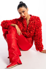 EN ROSE 3D FLORAL VARSITY BOMBER