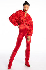 EN ROSE 3D FLORAL VARSITY BOMBER