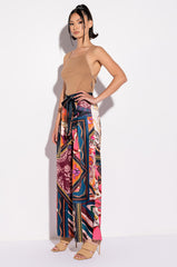 EXCUSE ME TIE FRONT WIDE LEG PALAZZO PANTS