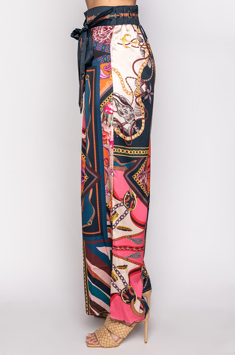 EXCUSE ME TIE FRONT WIDE LEG PALAZZO PANTS