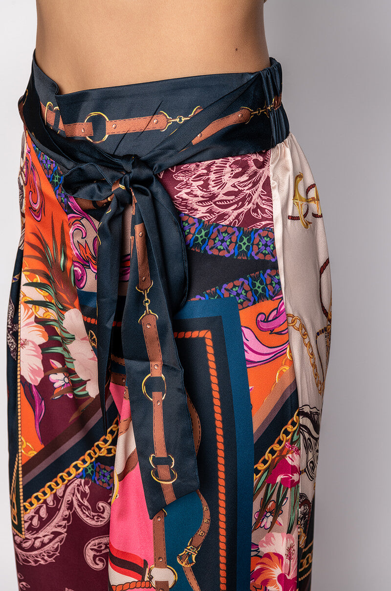 EXCUSE ME TIE FRONT WIDE LEG PALAZZO PANTS