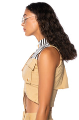 FALL FORWARD CROP SLEEVELESS TRENCH VEST