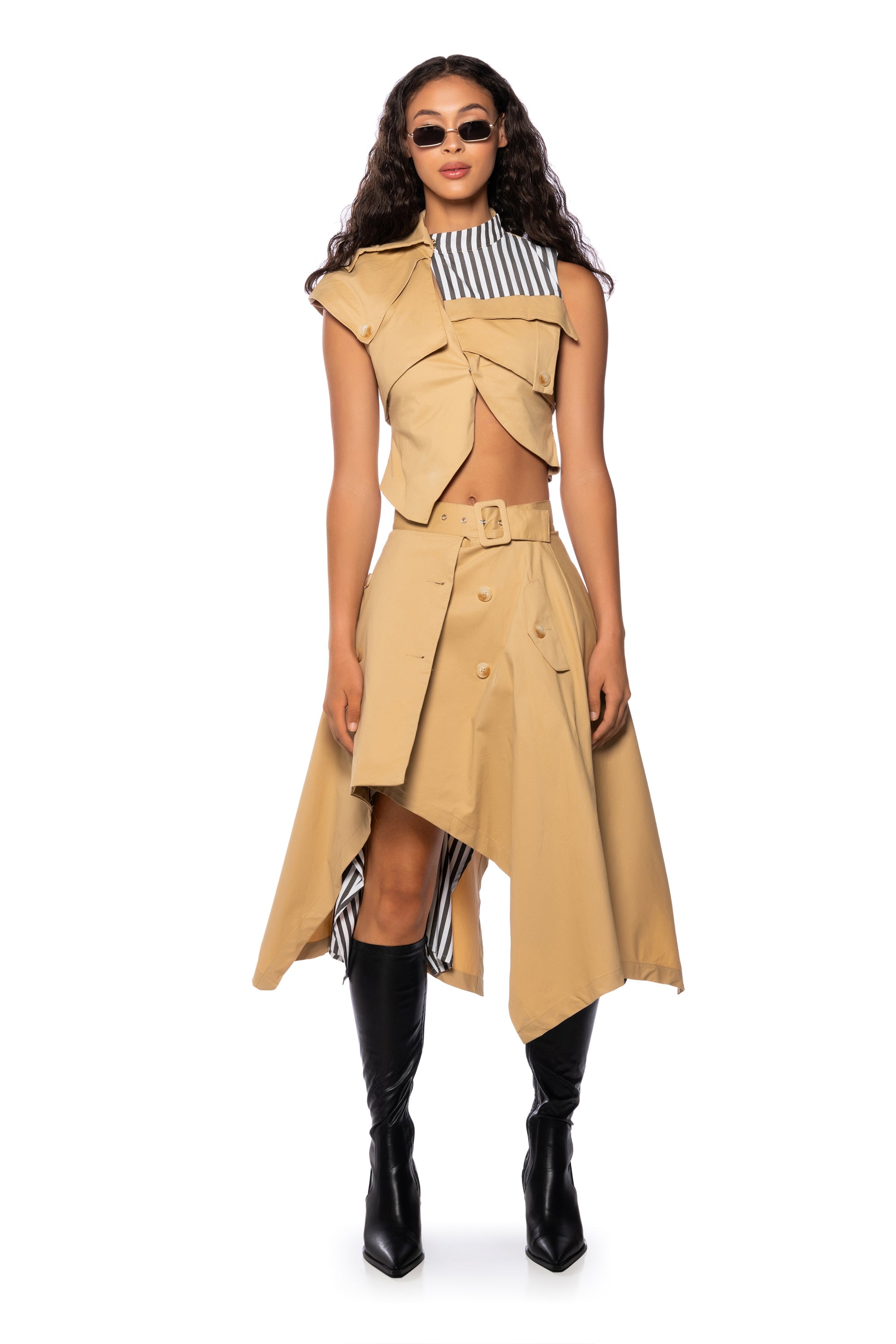 FALL FORWARD CROP SLEEVELESS TRENCH VEST