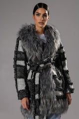 FAUX FUR WOOL MIX COAT