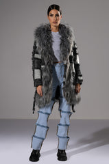 FAUX FUR WOOL MIX COAT