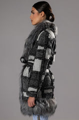 FAUX FUR WOOL MIX COAT