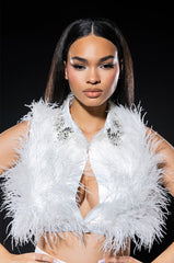 BASH ALL OVER FEATHER SLEEVELESS BLOUSE