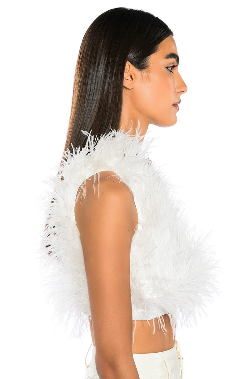 BASH ALL OVER FEATHER SLEEVELESS BLOUSE