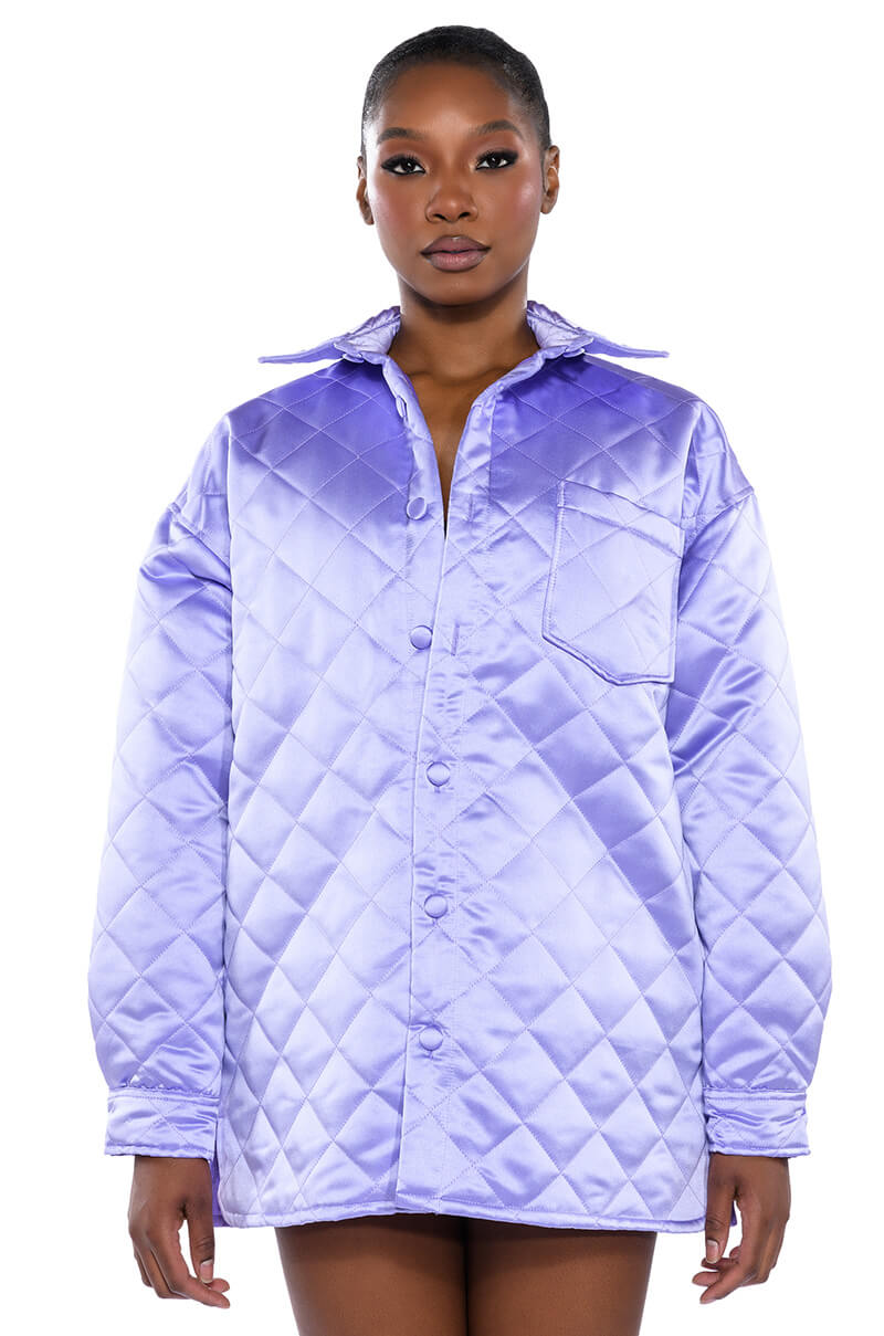 FIELD OF DREAMS SATIN QUILTED SHACKET