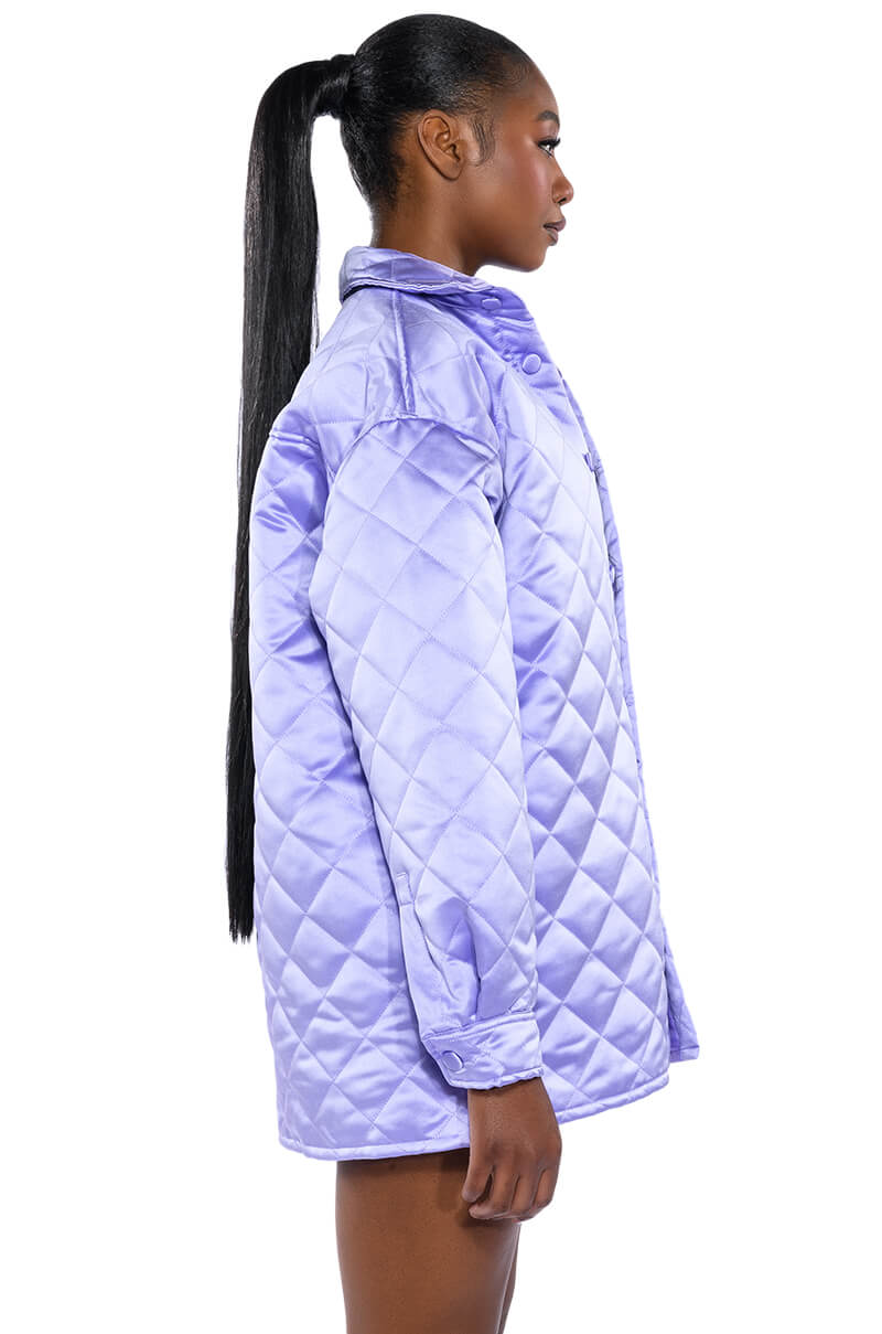 FIELD OF DREAMS SATIN QUILTED SHACKET