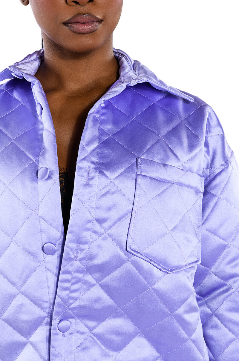 FIELD OF DREAMS SATIN QUILTED SHACKET