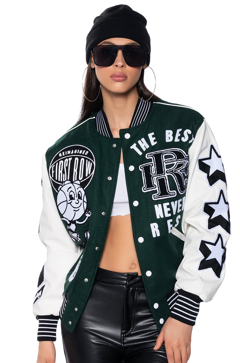 FIRST ROW THE BEST OVERSIZED BOMBER