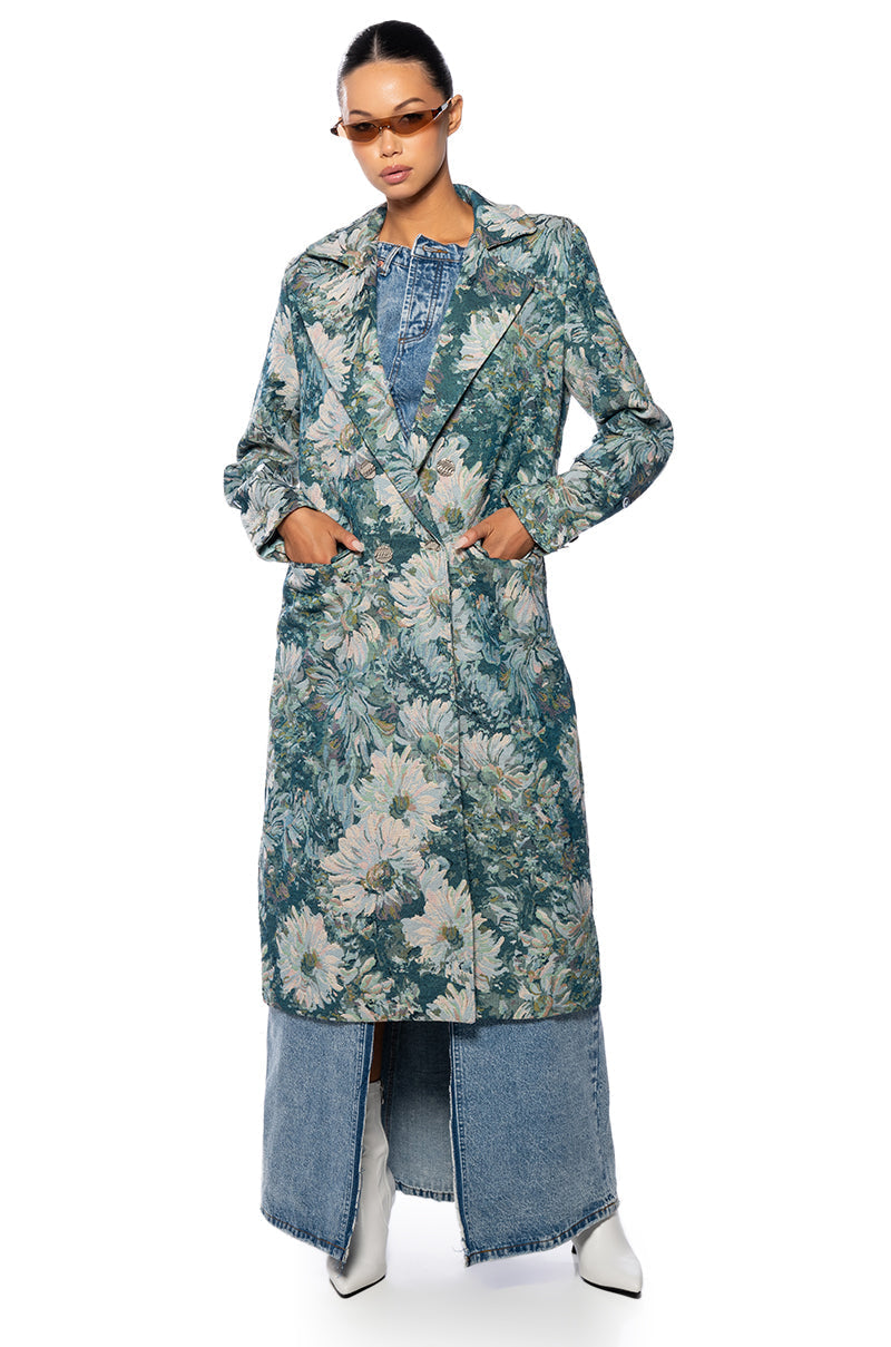 FLEUR LANE BROCADE TRENCH COAT