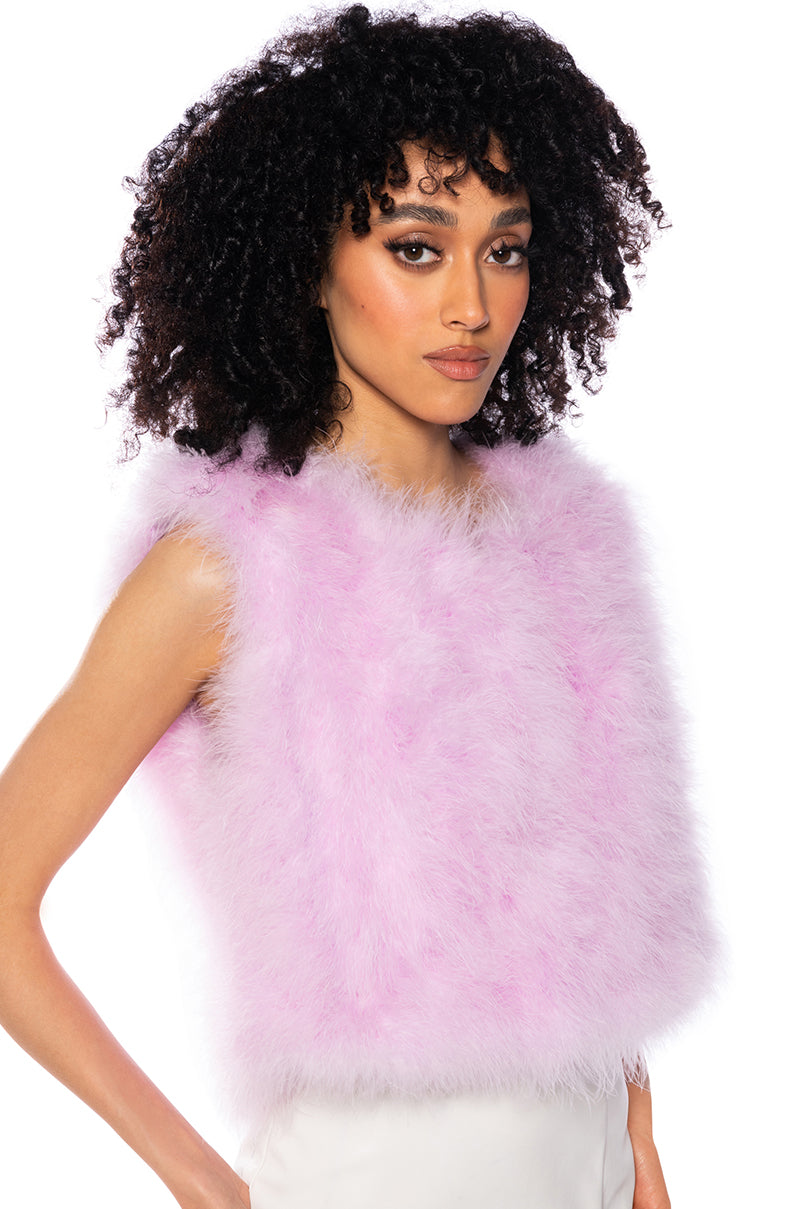 THE QUINN SPRING FEATHER VEST