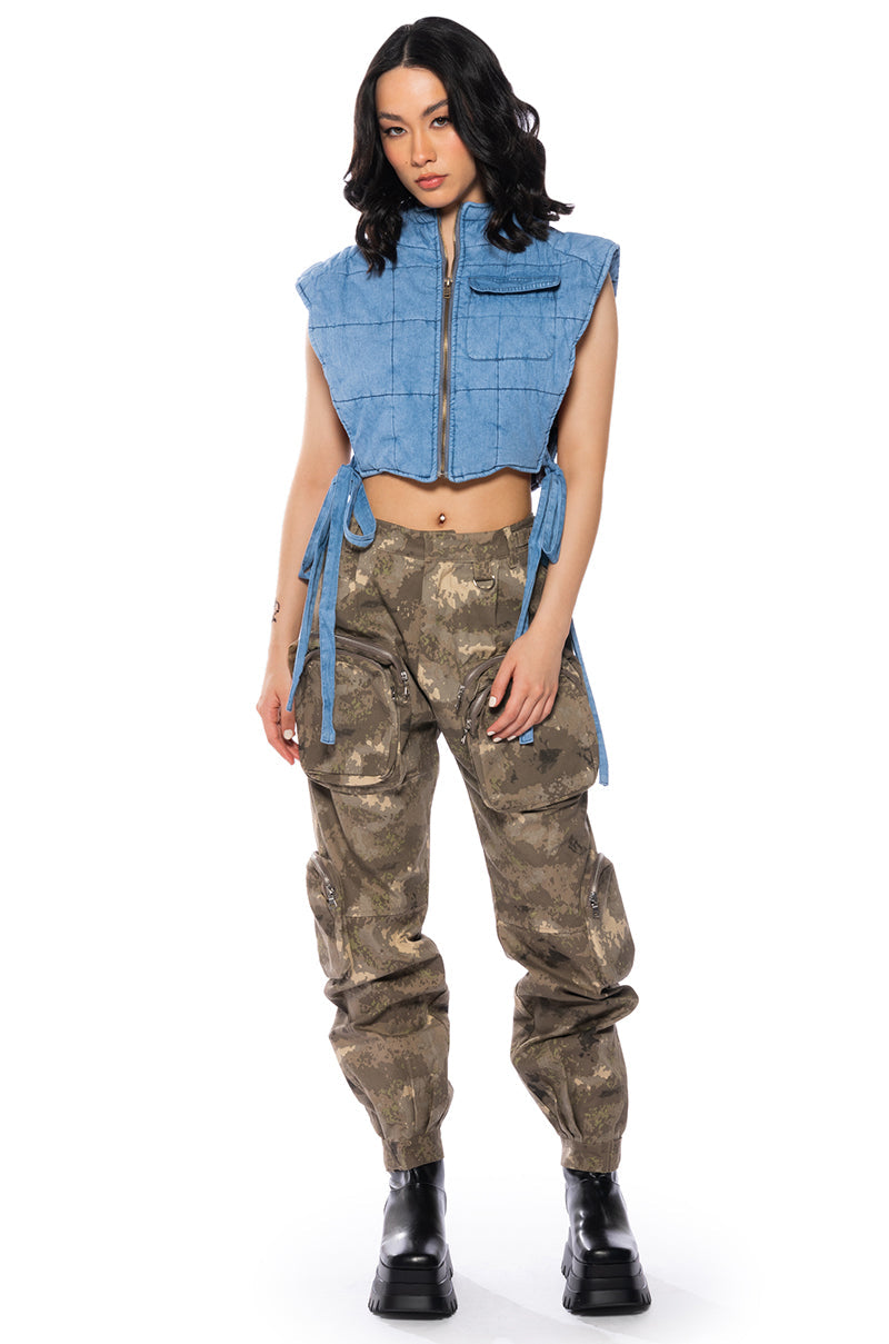 FOLLOW YOU DOWN DENIM PUFFER VEST