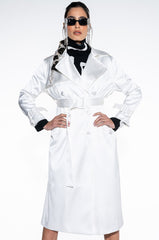 FOXY WHITE SATIN TRENCH