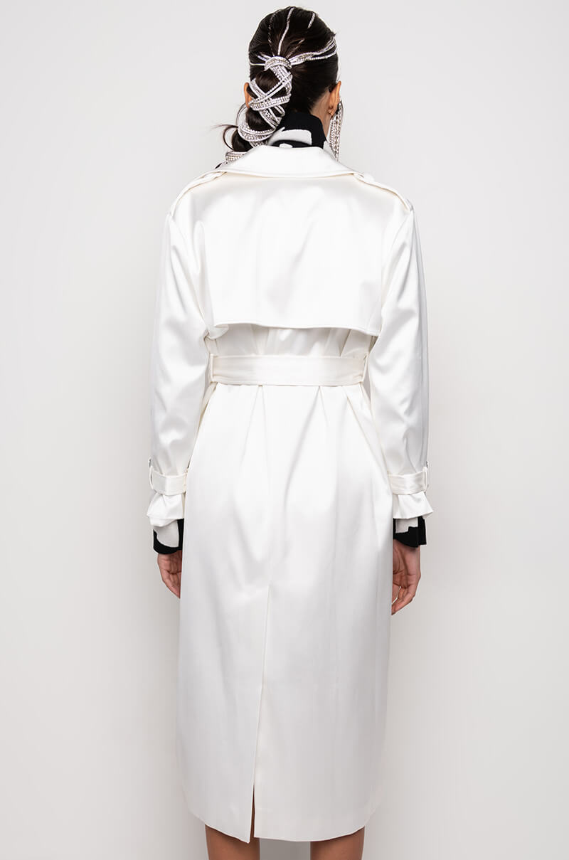FOXY WHITE SATIN TRENCH