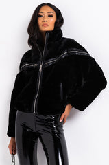 FUZZED UP FAUX FUR BOMBER