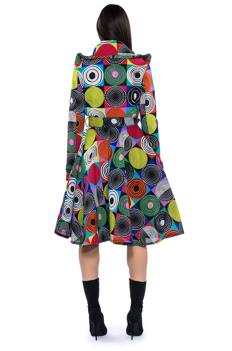 MULTI GEO PRINT TRENCH JACKET