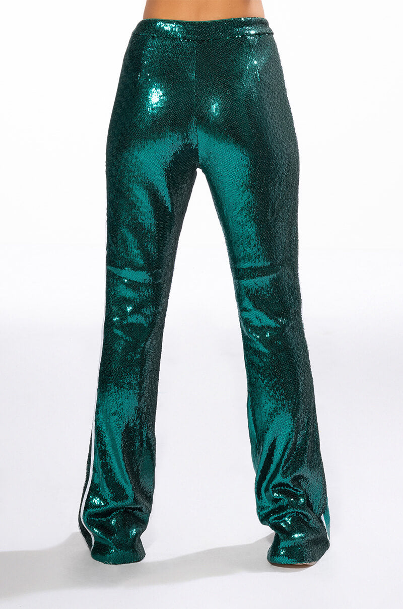 GET DOWN ON IT SEQUIN FLARE TROUSER