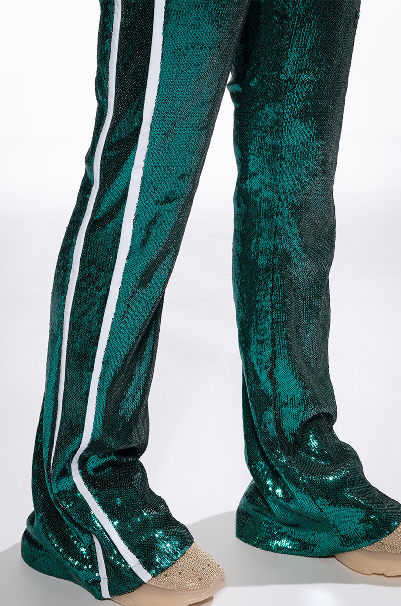 GET DOWN ON IT SEQUIN FLARE TROUSER