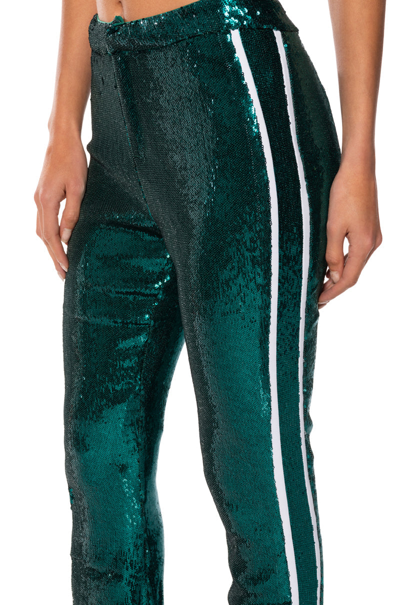 GET DOWN ON IT SEQUIN FLARE TROUSER