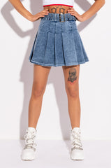 GET WHAT I WANT PLEATED DENIM MINI SKIRT