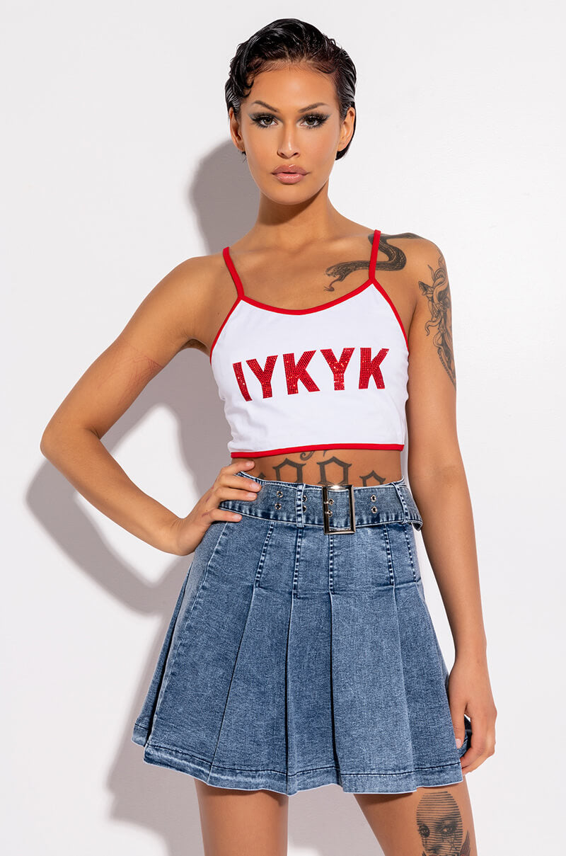 GET WHAT I WANT PLEATED DENIM MINI SKIRT
