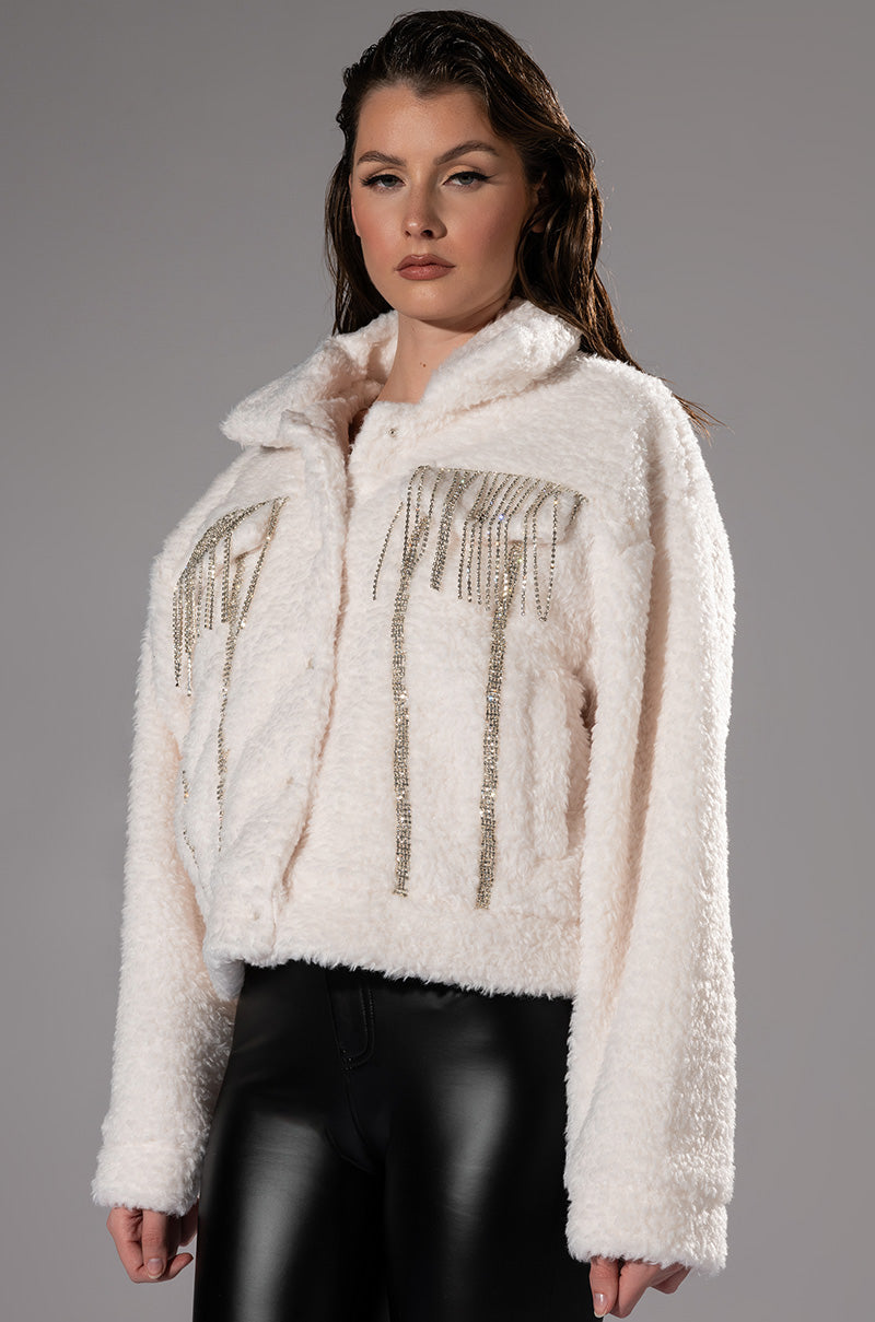 GIGI TEDDY SHACKET WITH RHINESTONES