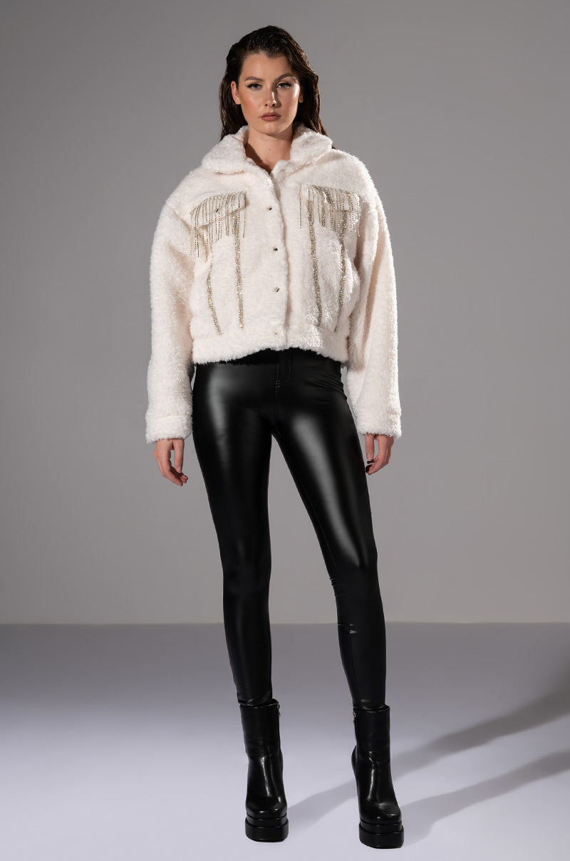 GIGI TEDDY SHACKET WITH RHINESTONES