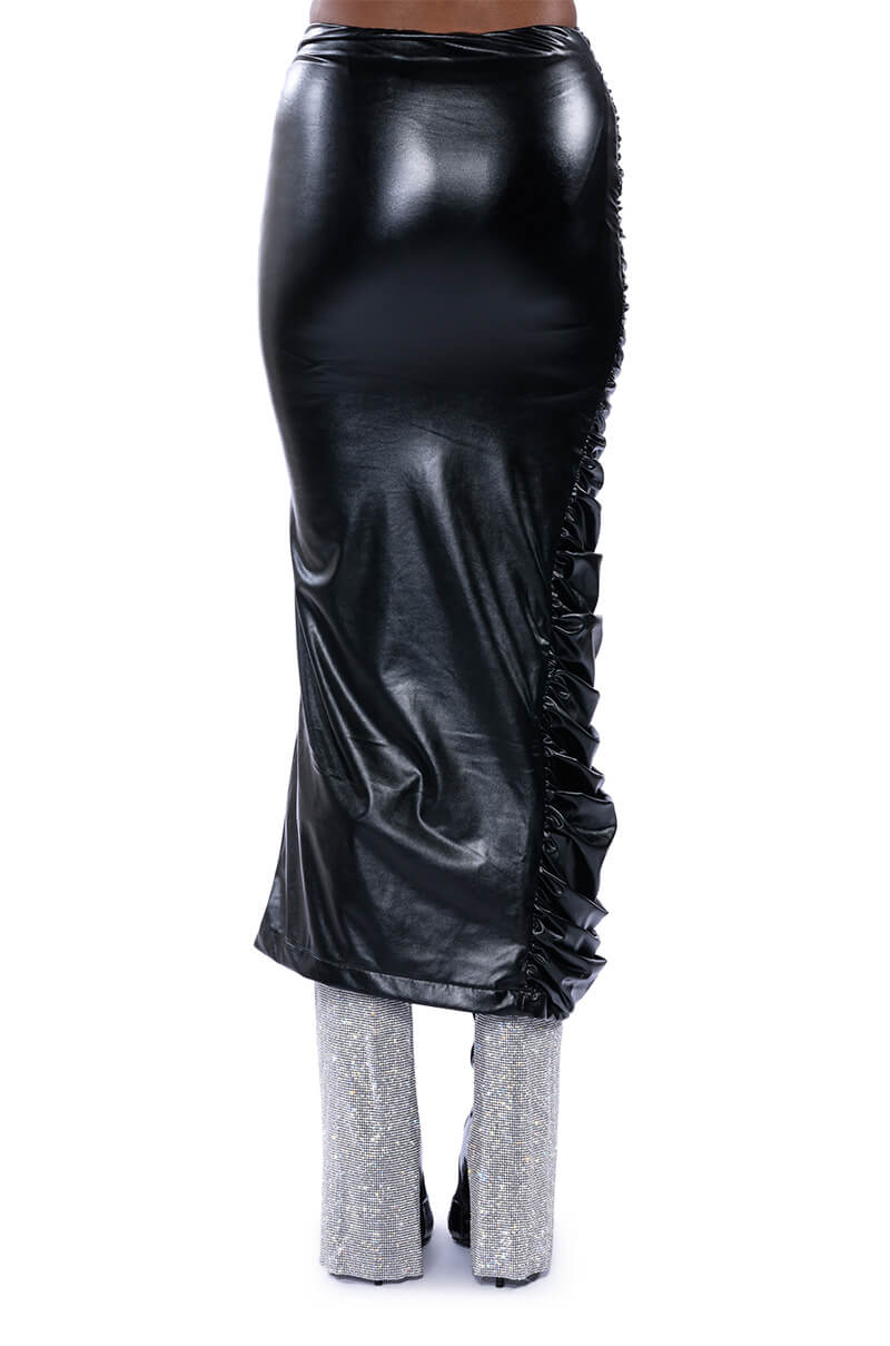 GIULIA FAUX LEATHER SKIRT WITH ZIPPER