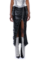 GIULIA FAUX LEATHER SKIRT WITH ZIPPER