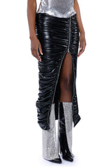 GIULIA FAUX LEATHER SKIRT WITH ZIPPER