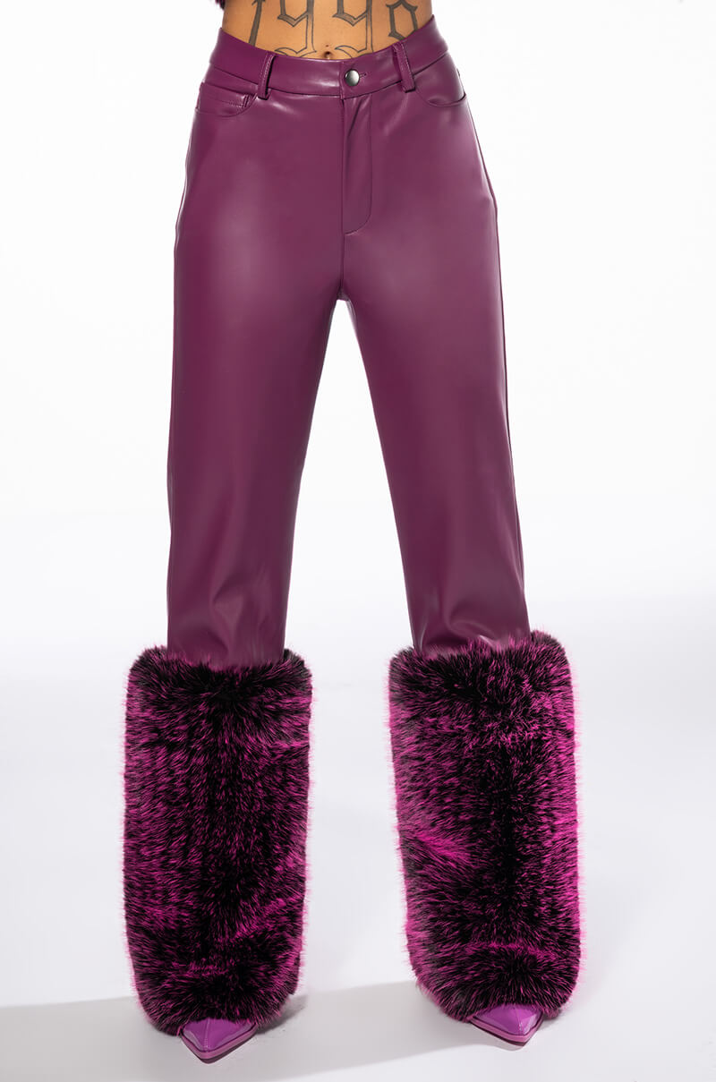 GIULIA THREE-DEE FAUX LEATHER FUR PANTS