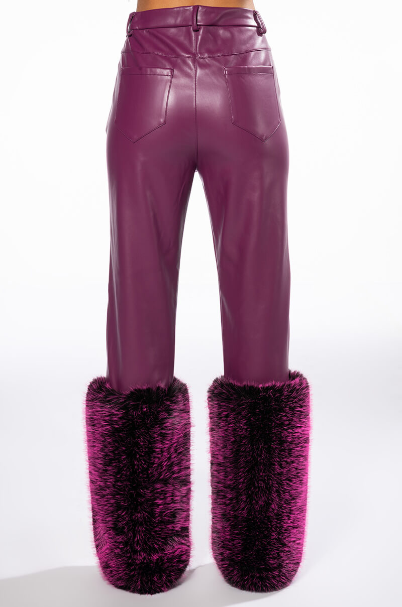 GIULIA THREE-DEE FAUX LEATHER FUR PANTS