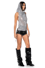 GLISTENING RHINESTONE MESH TOP