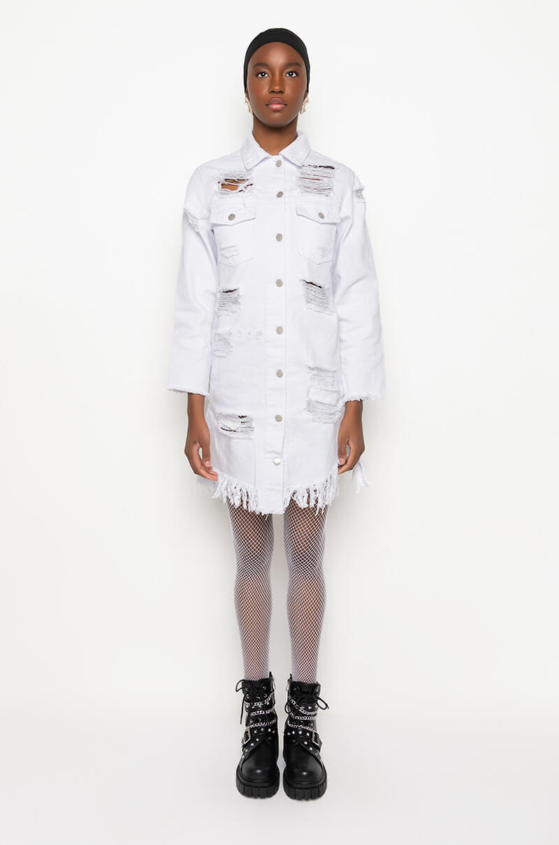 GOOD TO BE BAD DISTRESSED DENIM JACKET