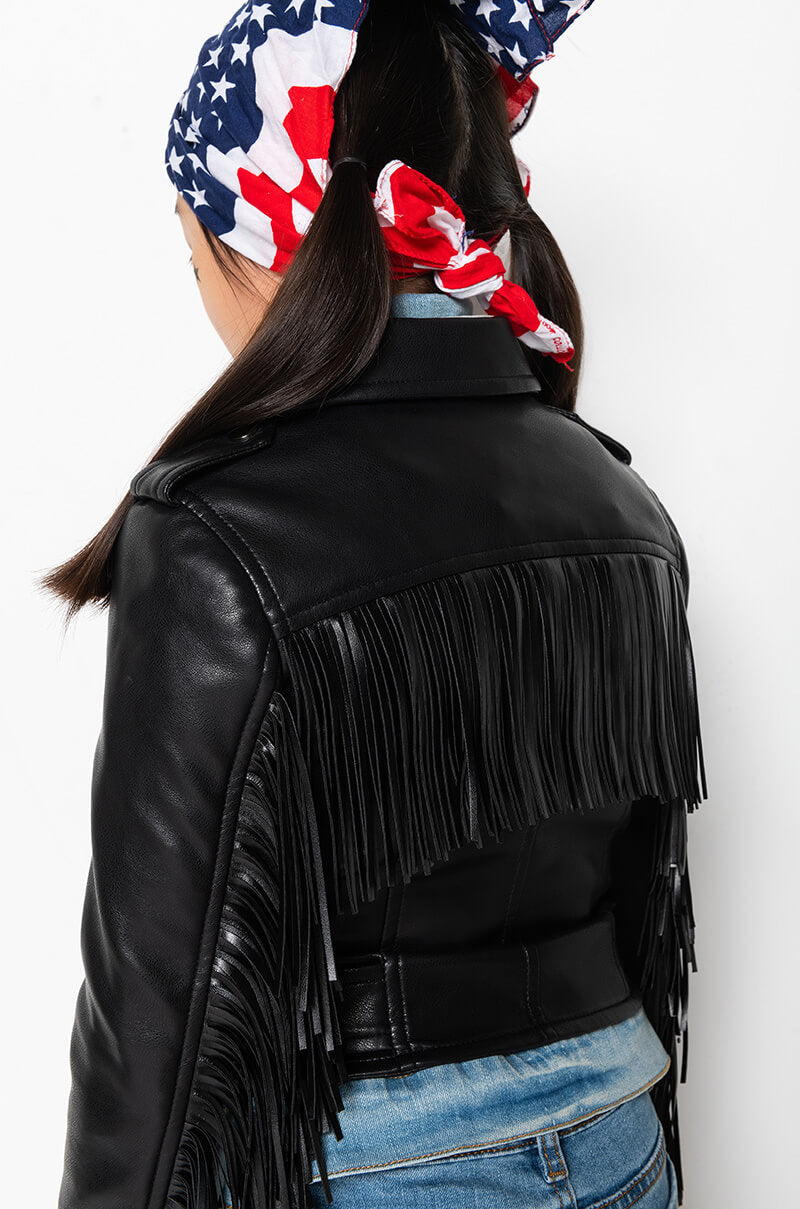 GOT IT FROM MY MAMA FRINGE MOTO JACKET