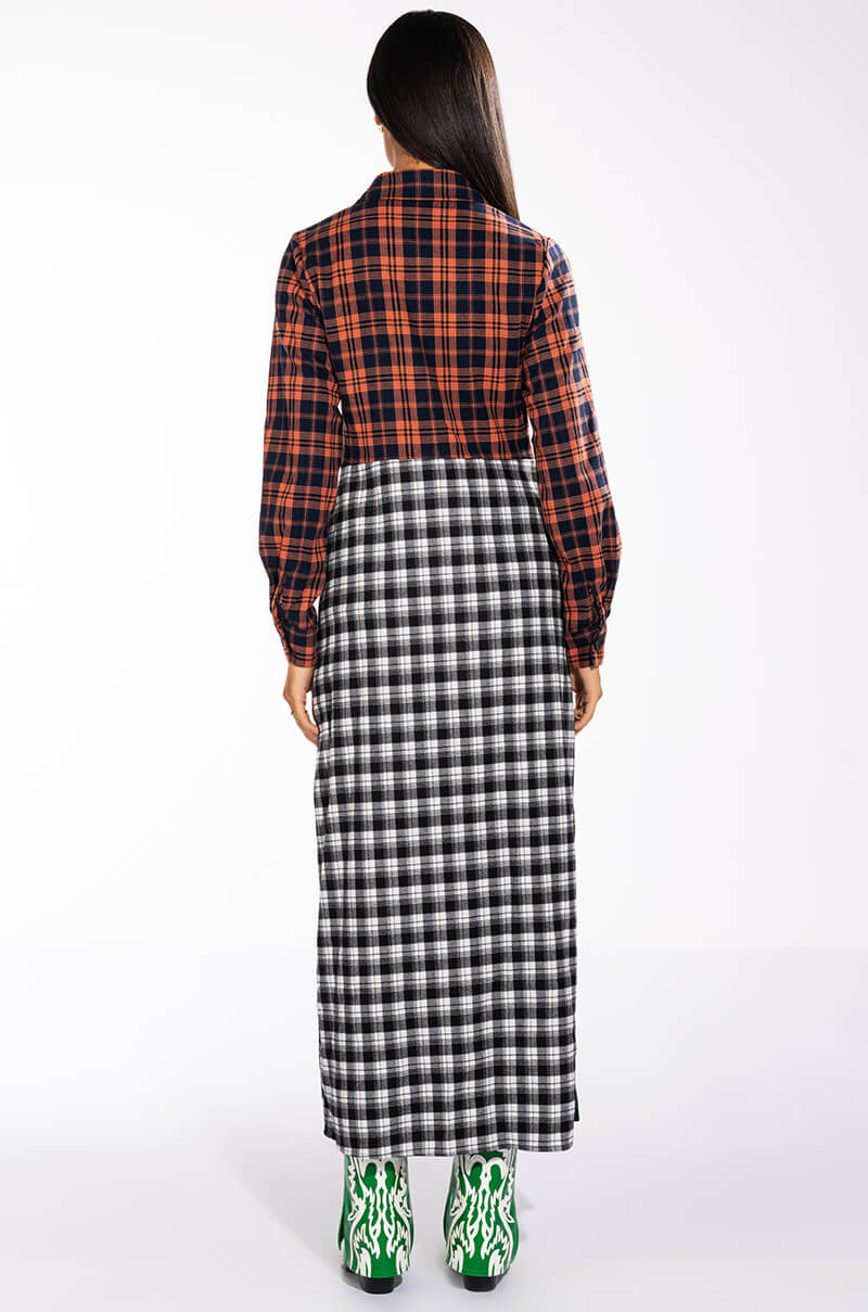 GRAND CENTRAL THIRTEEN LONG PLAID TRENCH