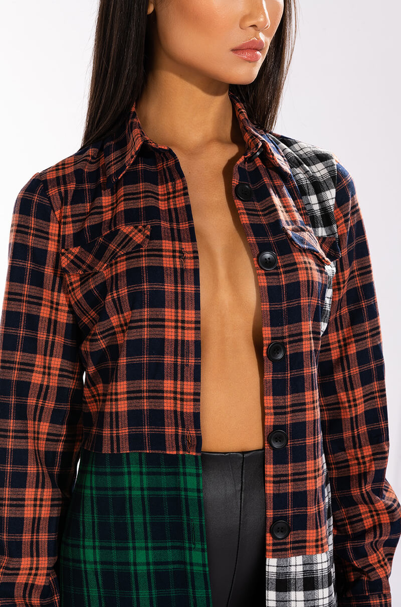 GRAND CENTRAL THIRTEEN LONG PLAID TRENCH